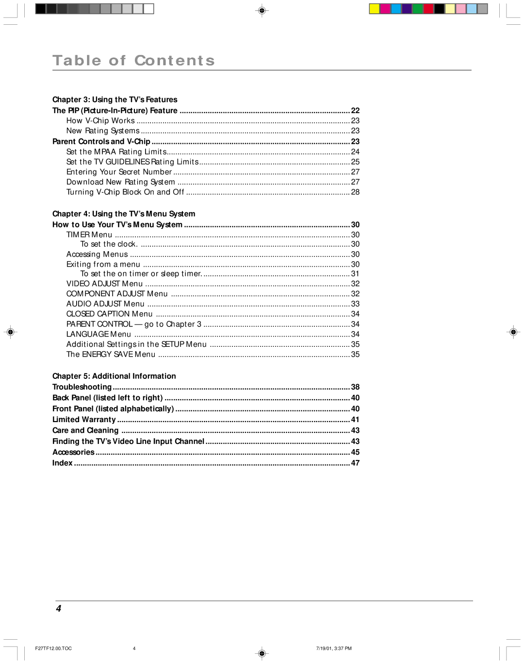 RCA F27TF12 manual Using the TV’s Features 