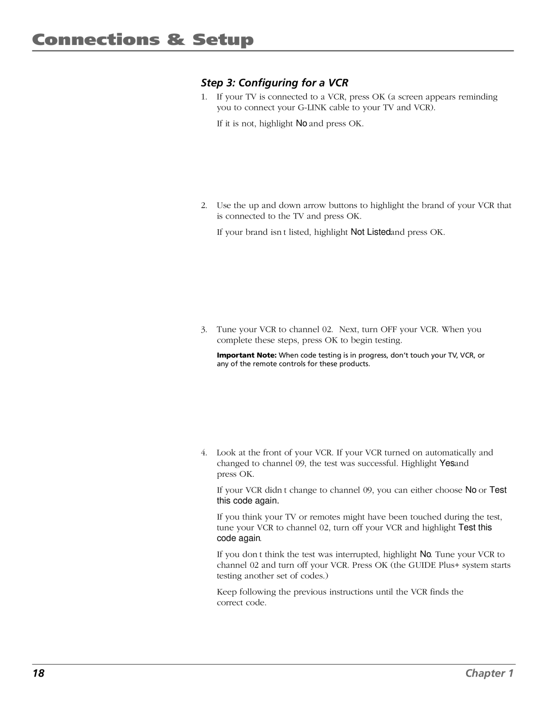 RCA F27TF700, MR51TF20 manual Configuring for a VCR 