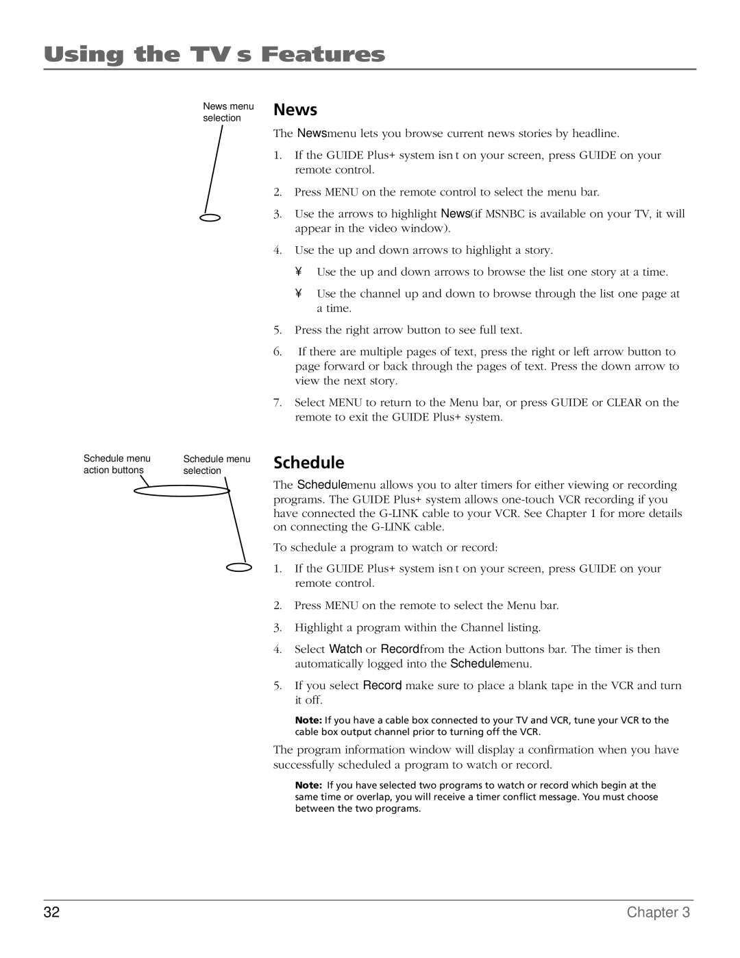 RCA F27TF700, MR51TF20 manual News, Schedule 