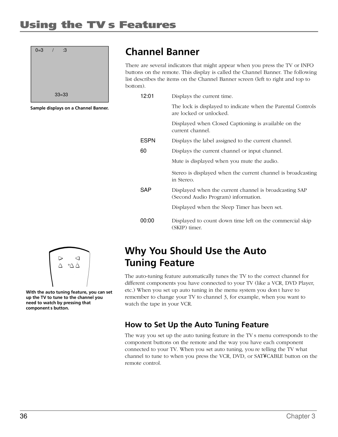 RCA F27TF700, MR51TF20 Channel Banner, Why You Should Use the Auto Tuning Feature, How to Set Up the Auto Tuning Feature 