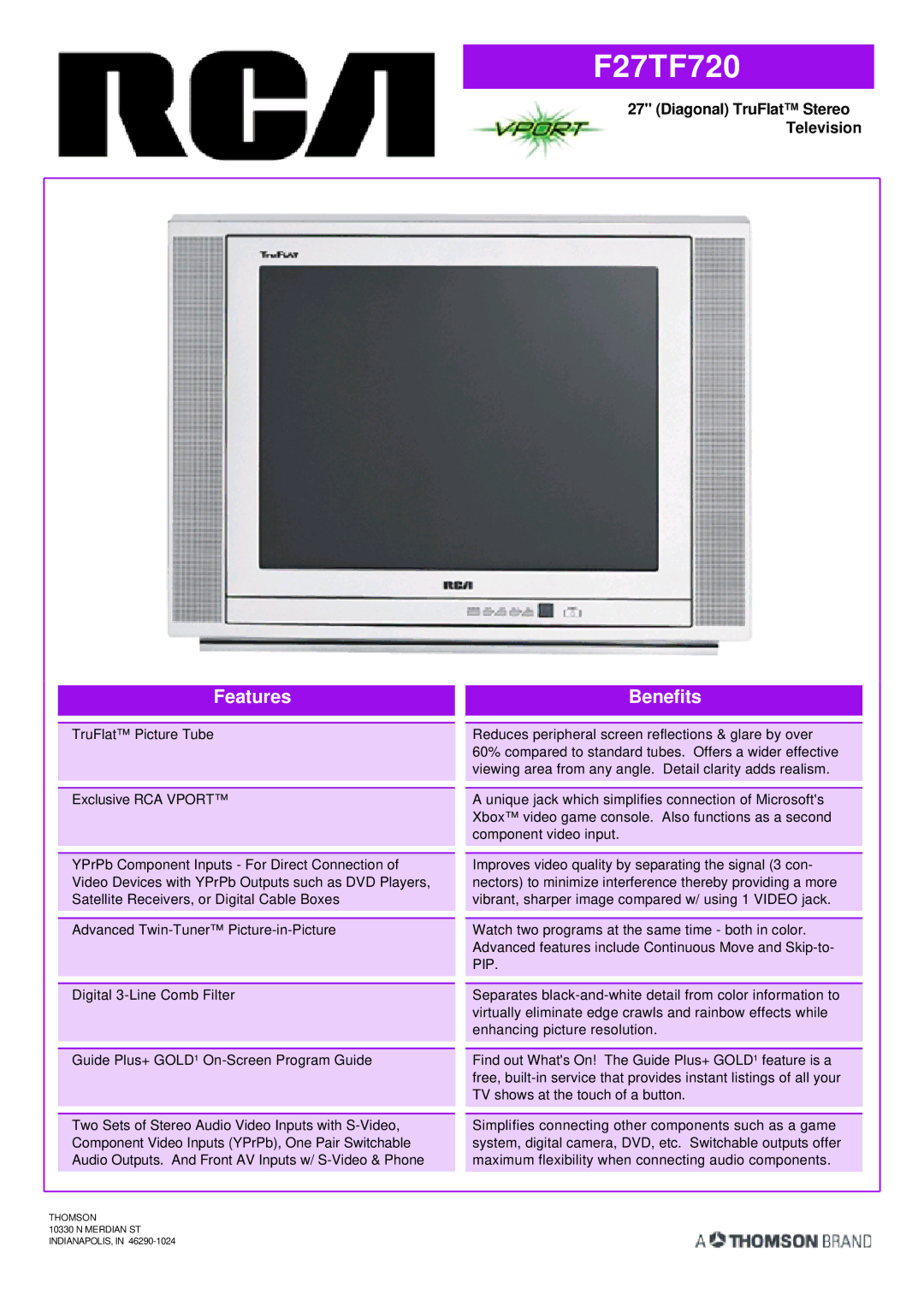 RCA F27TF720 manual 