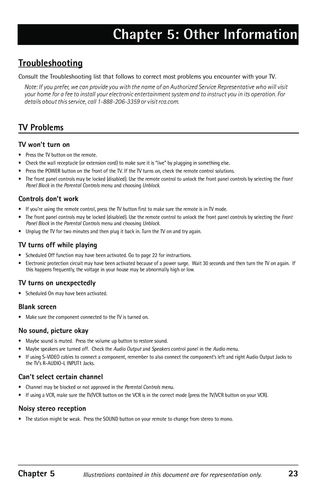 RCA F27350, F32343, F32350 manual Troubleshooting, TV Problems 