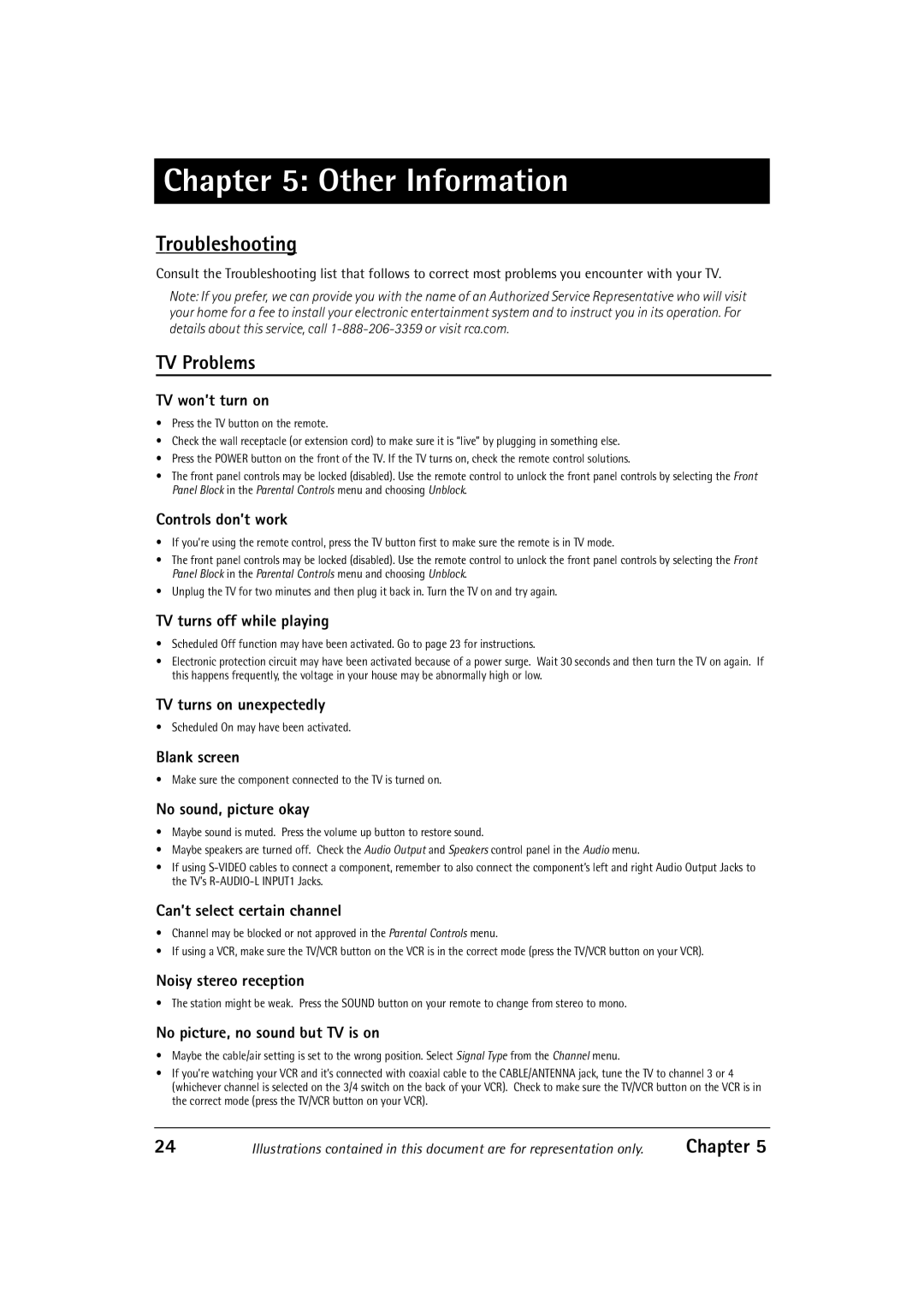 RCA F32550, F27550 manual Troubleshooting, TV Problems 