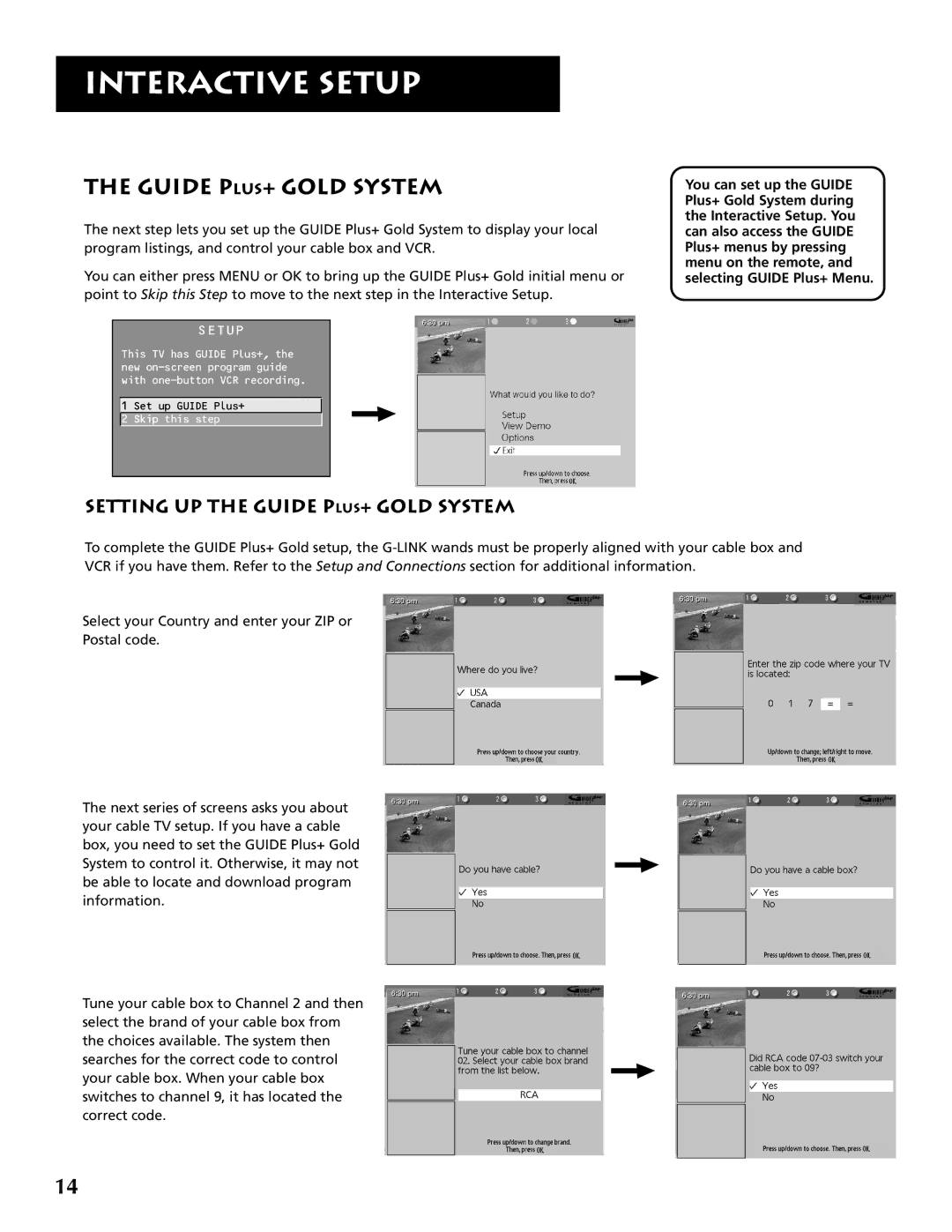 RCA F32691 manual Setting UP the Guide PLUS+ Gold System 