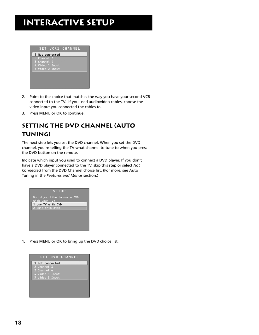 RCA F32691 manual Setting the DVD Channel Auto Tuning 