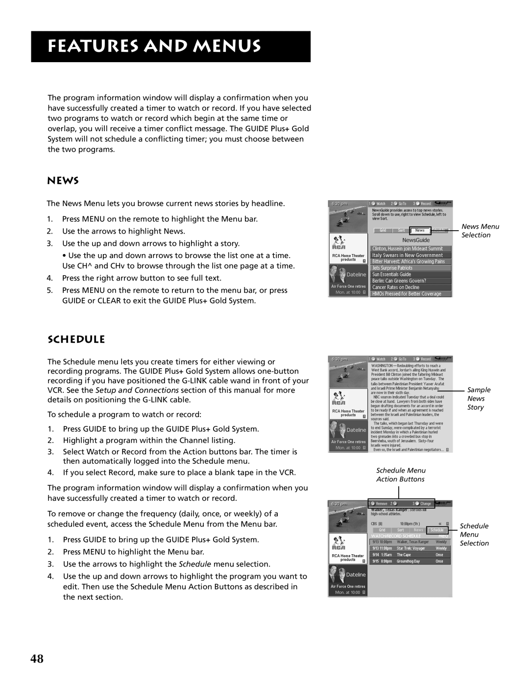 RCA F32691 manual News, Schedule 