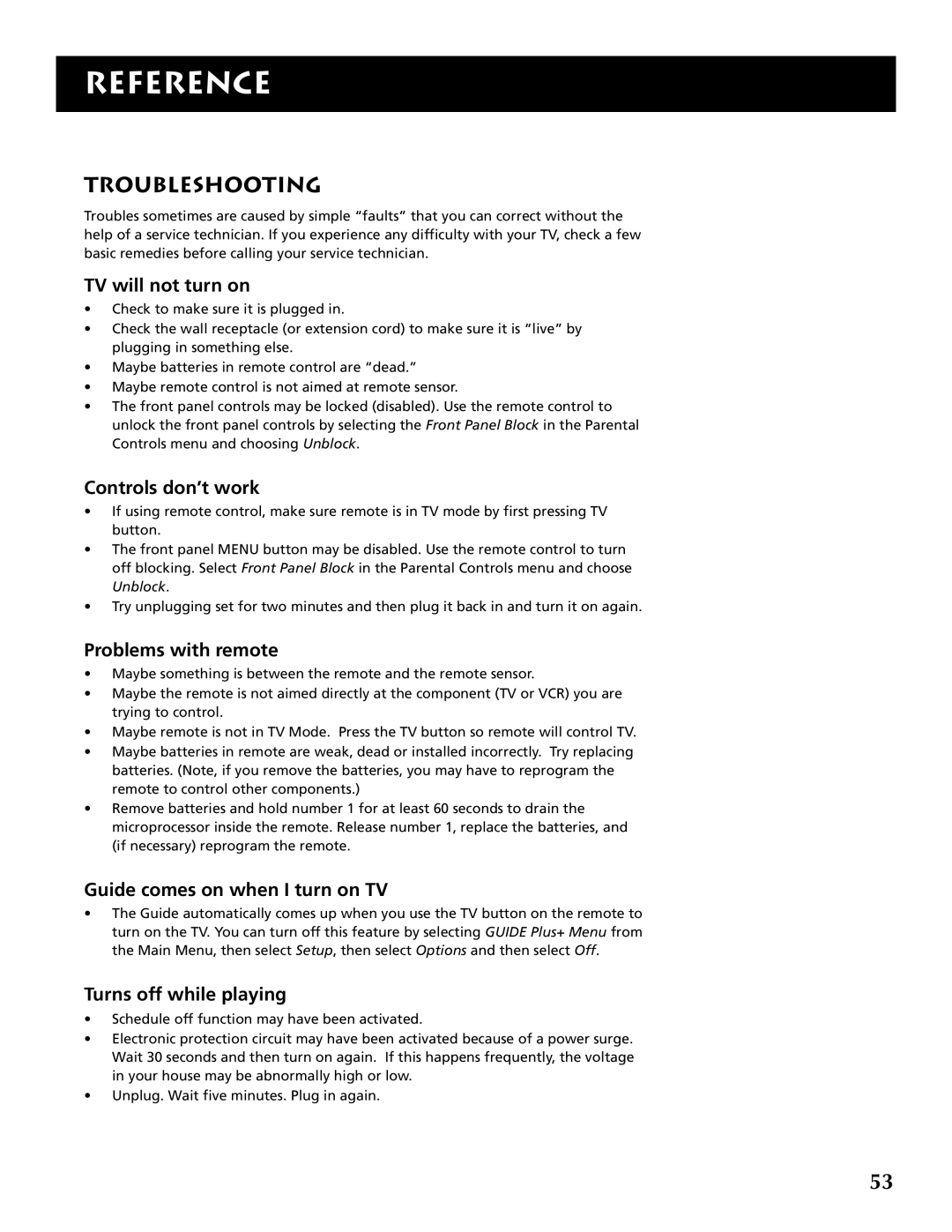 RCA F32691 manual Troubleshooting 