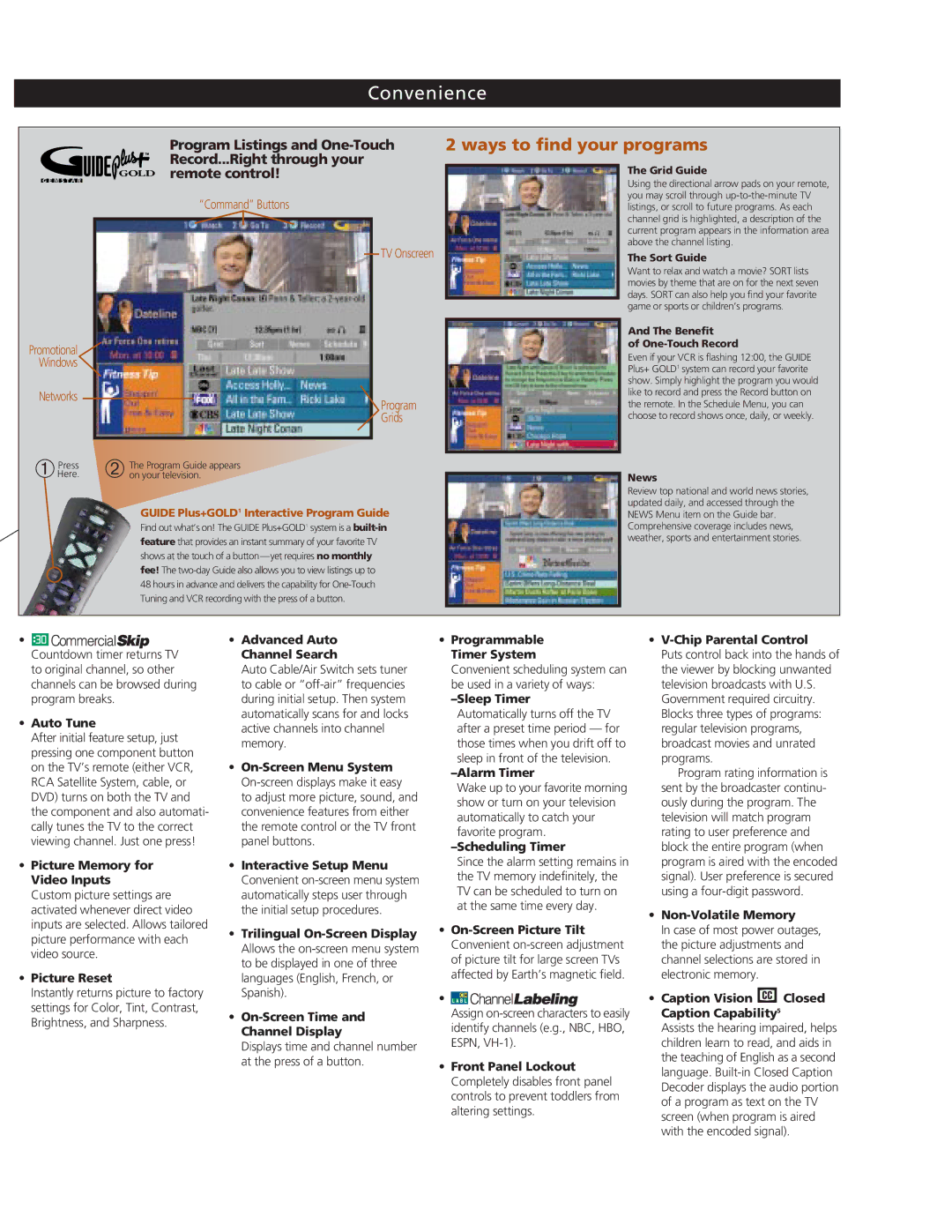 RCA F32648, F36648 manual Convenience 