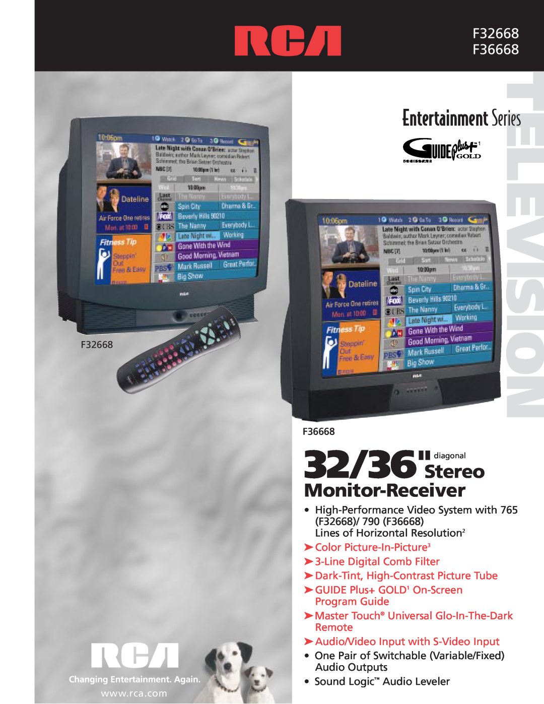 RCA manual Monitor-Receiver, F32668 F36668, Television 
