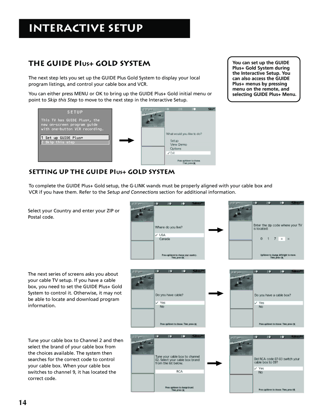 RCA F36715, F32715 manual Setting UP the Guide PIUS+ Gold System 