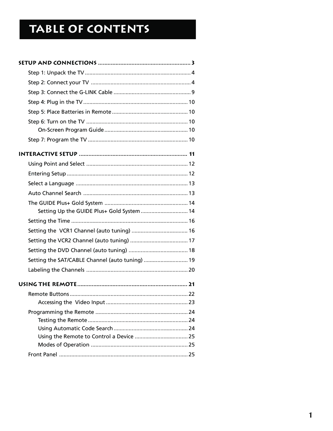 RCA F32715, F36715 manual Table of Contents 