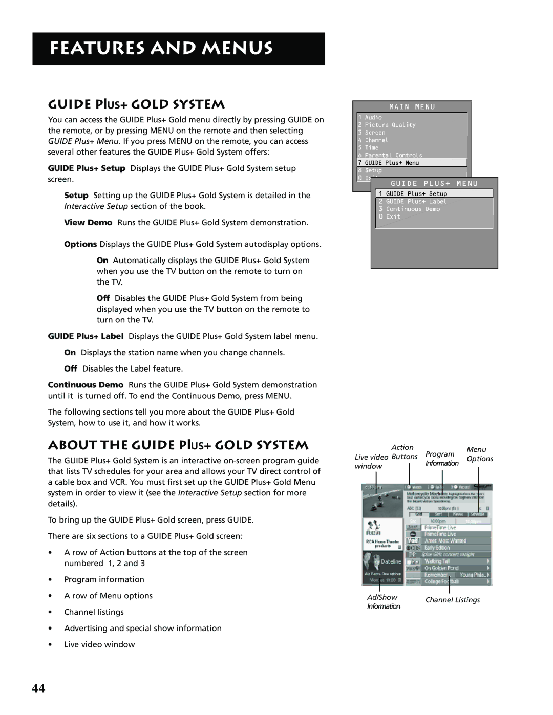 RCA F36715, F32715 manual About the Guide PIUS+ Gold System 