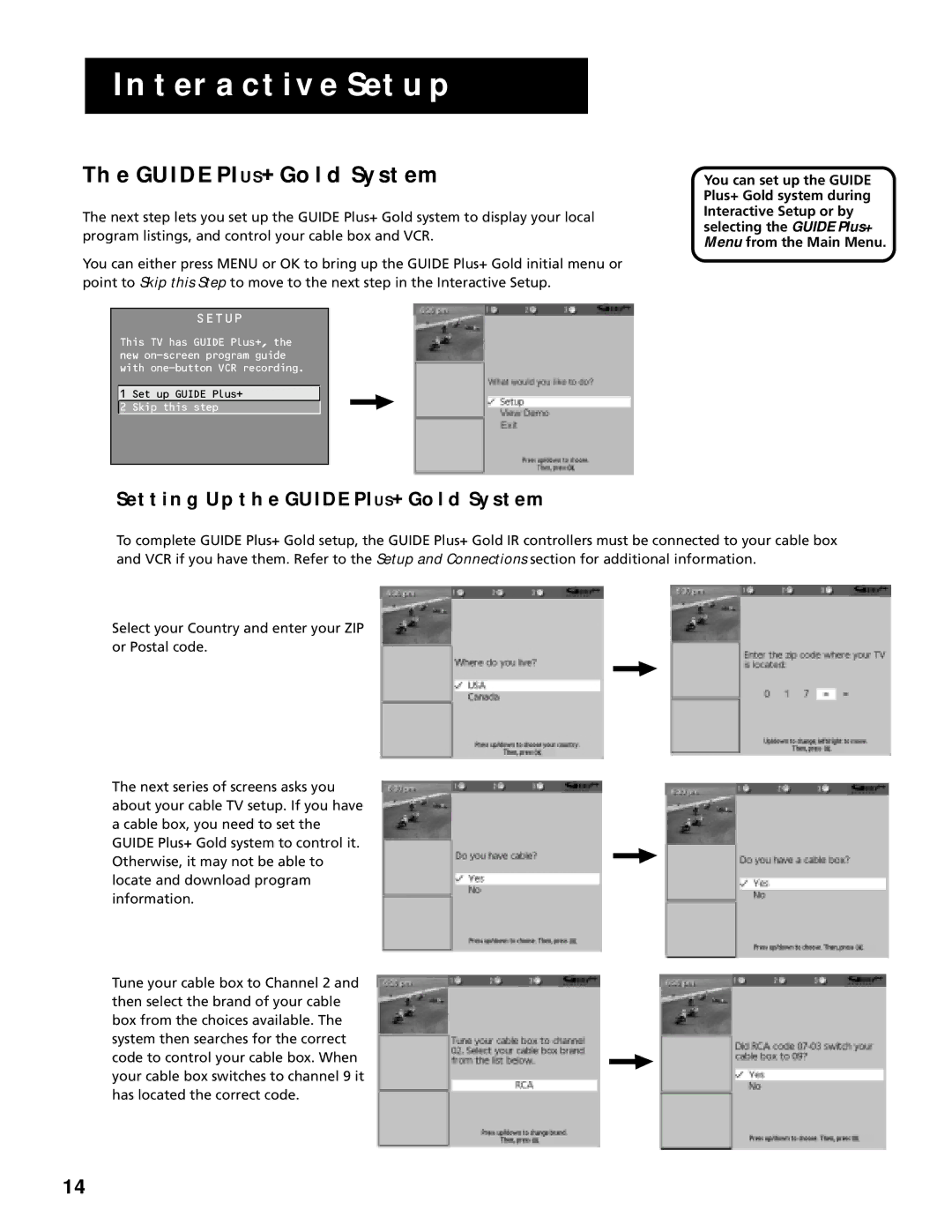 RCA G27669 manual Setting UP the Guide PIUS+ Gold System 