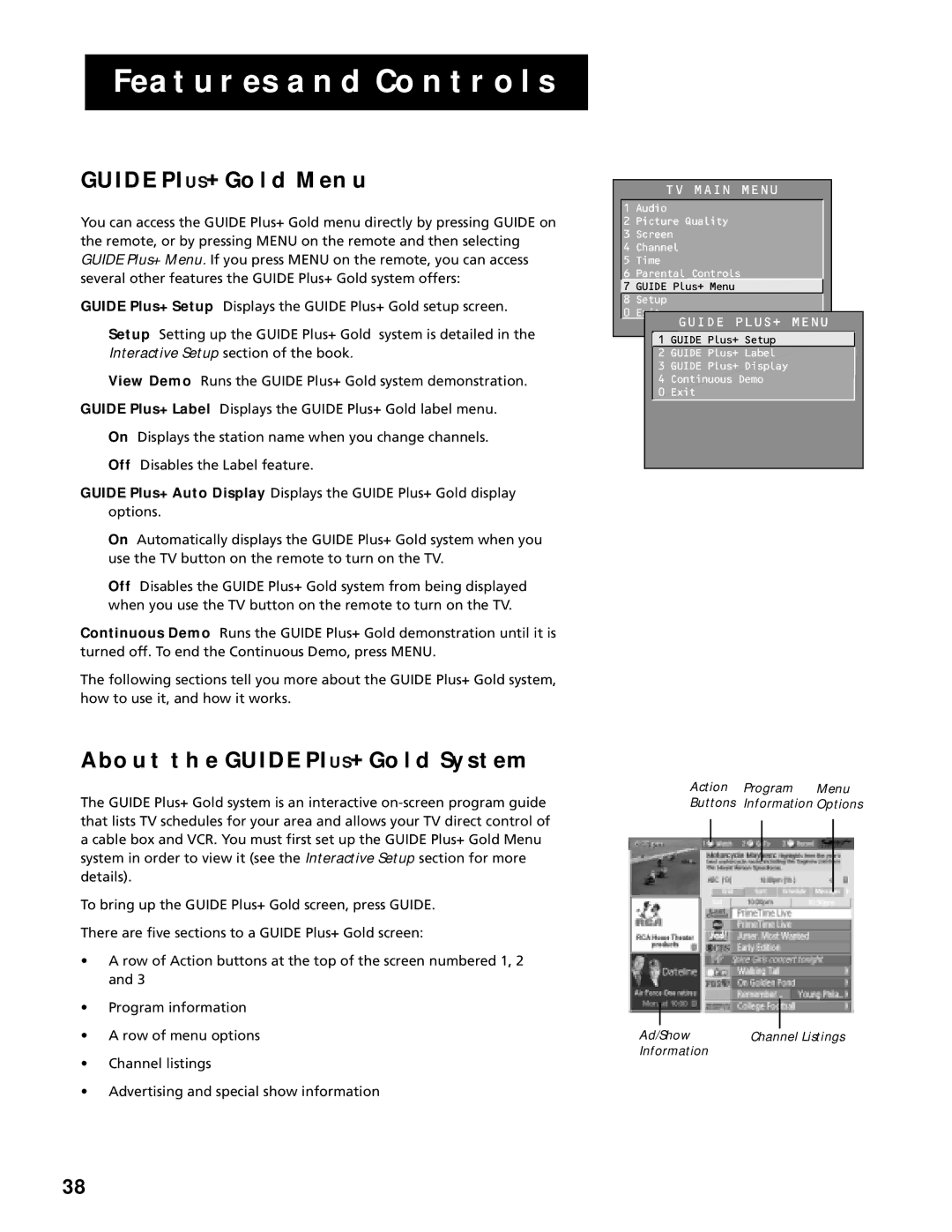 RCA G27669 manual Guide PIUS+ Gold Menu, About the Guide PIUS+ Gold System 