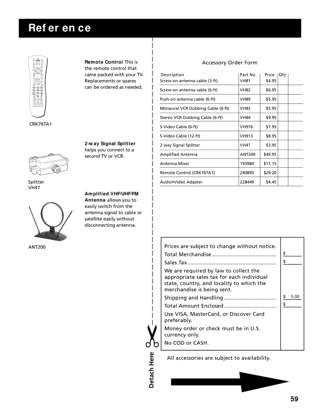 RCA G27669 manual Detach Here, Amplified VHF/UHF/FM, Please complete other side also 