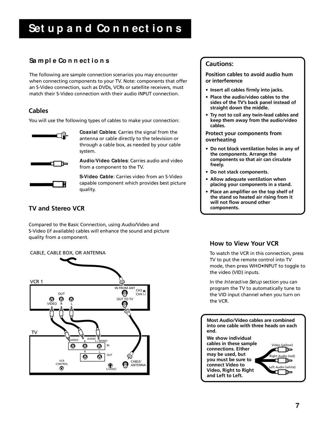 RCA G27669 manual Sample Connections, TV and Stereo VCR, How to View Your VCR 