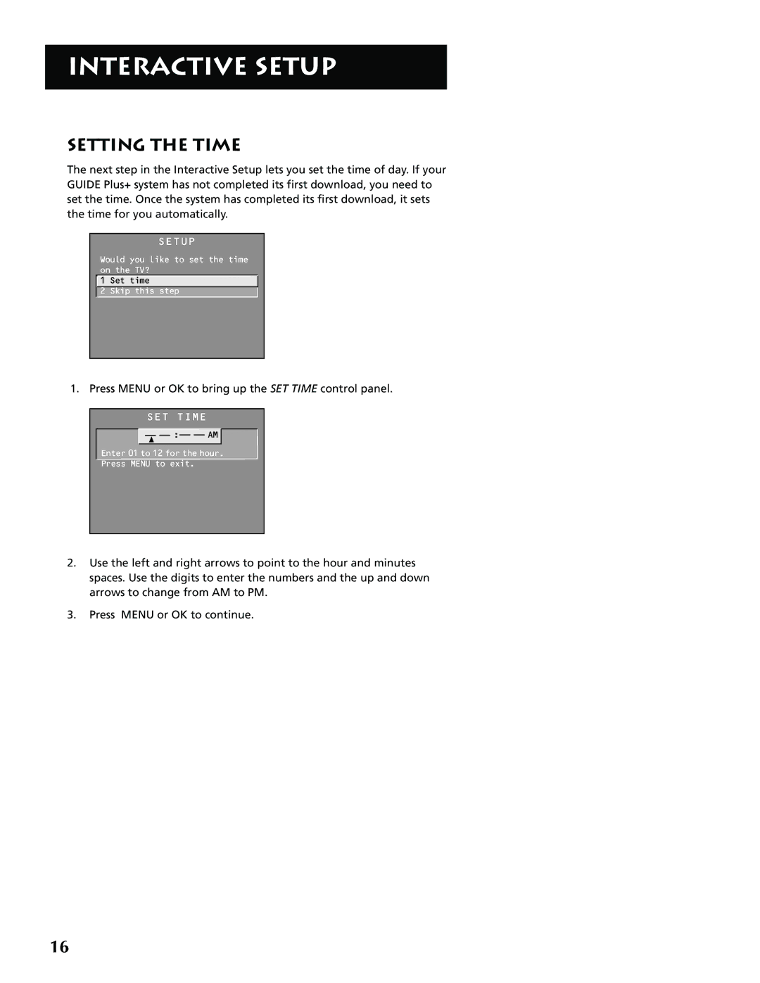 RCA G32705 manual Setting the Time 