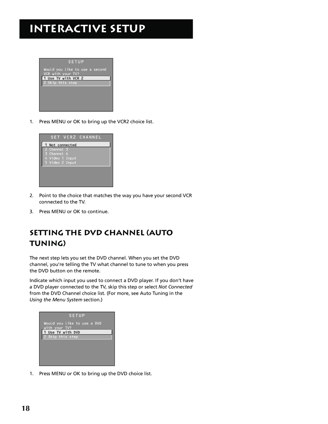 RCA G32705 manual Setting the DVD Channel Auto Tuning 