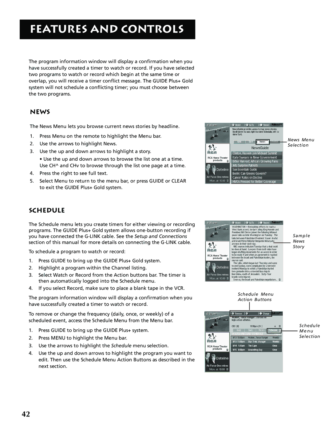 RCA G32705 manual News, Schedule 