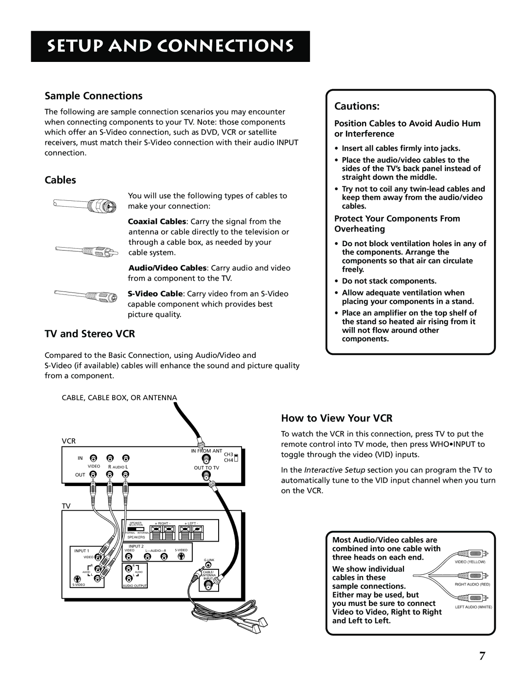 RCA G32705 manual Sample Connections, TV and Stereo VCR, How to View Your VCR 