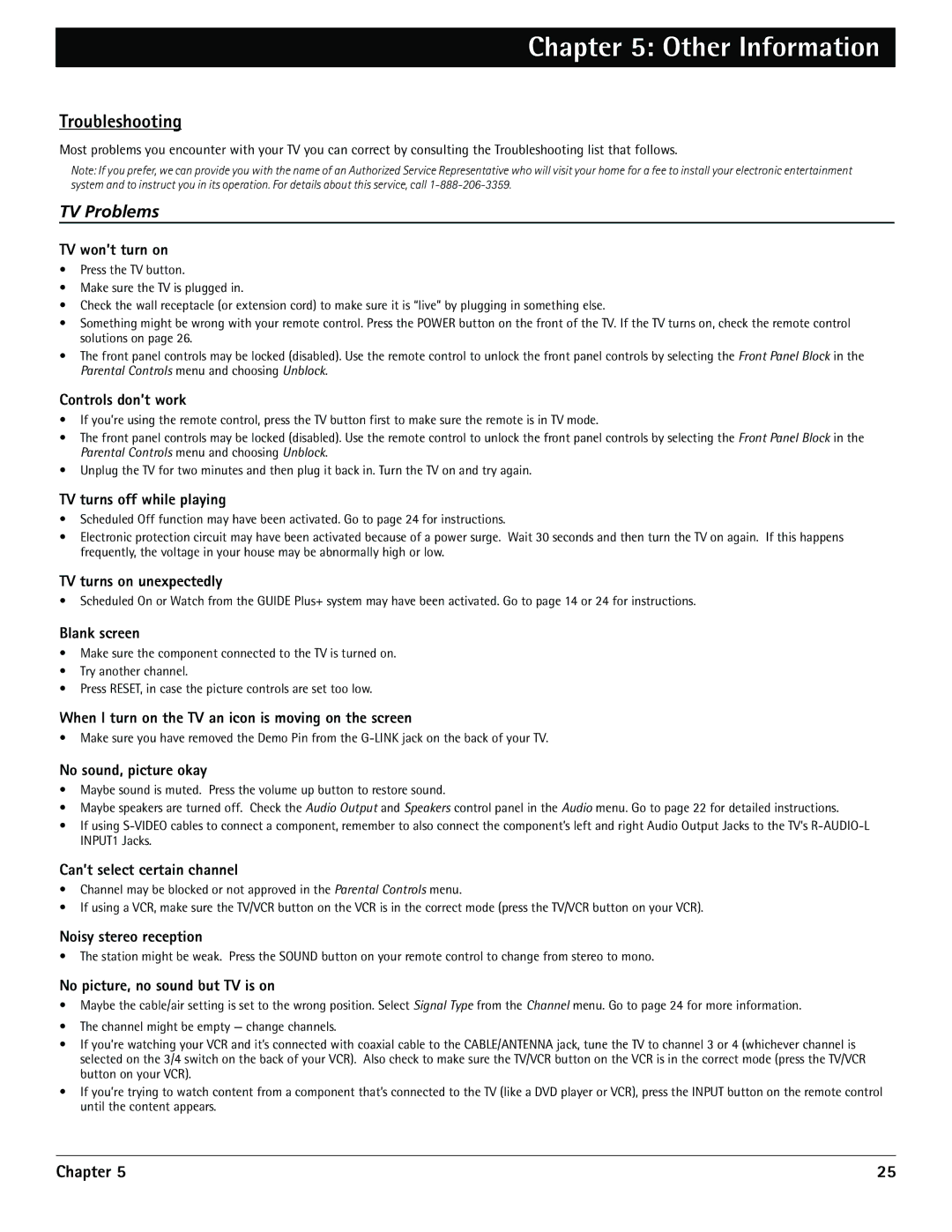 RCA G36710, G32710 manual Other Information, Troubleshooting 