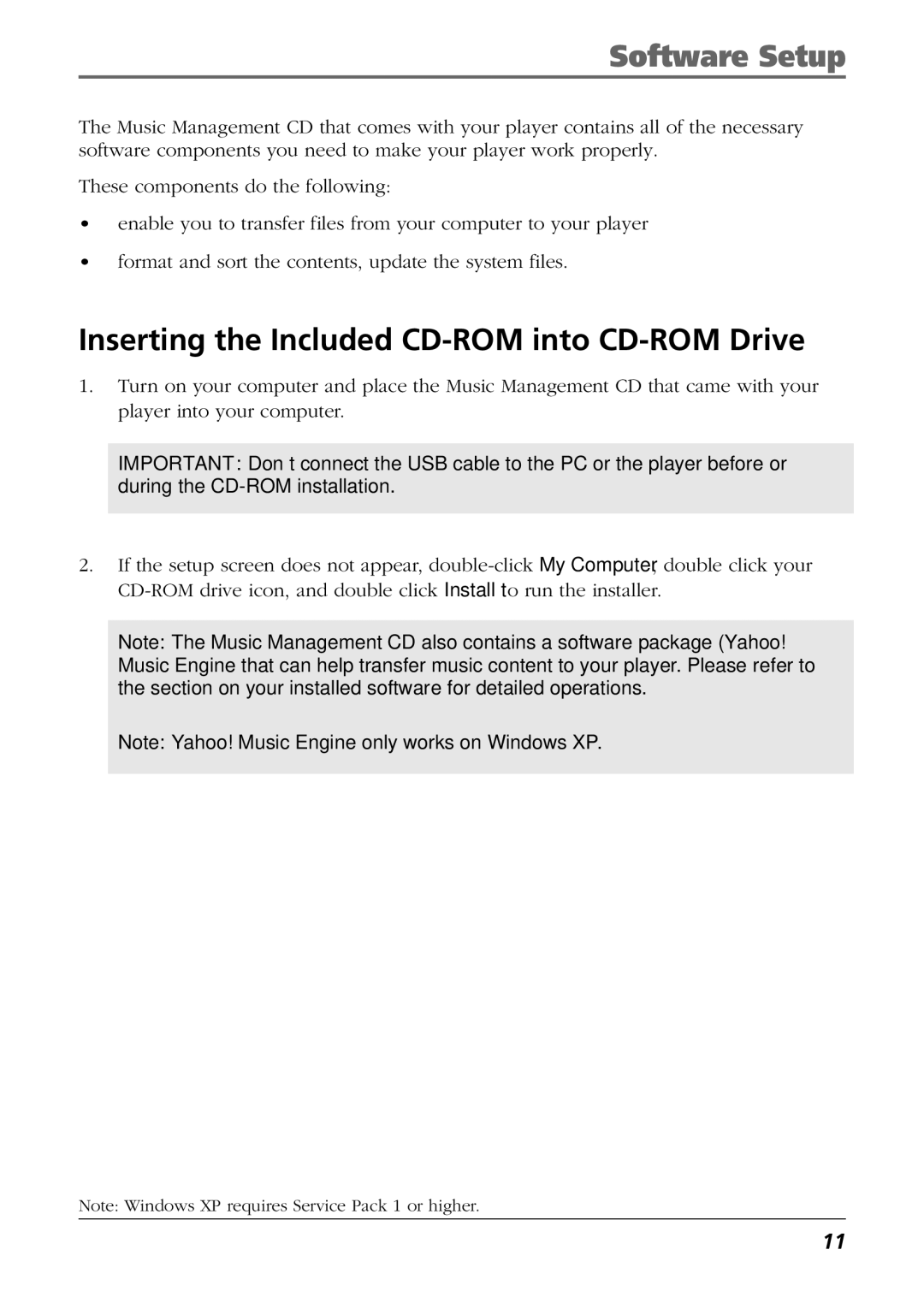 RCA H115/H125 manual Software Setup, Inserting the Included CD-ROM into CD-ROM Drive 