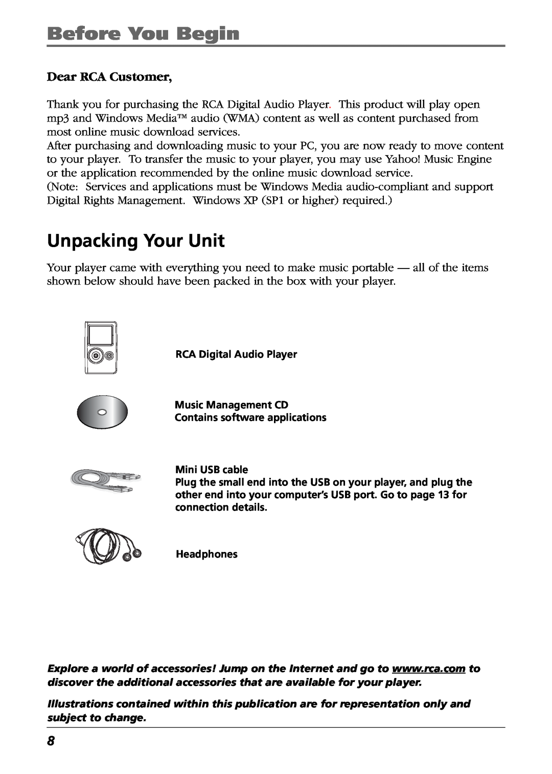 RCA H115/H125 manual Before You Begin, Unpacking Your Unit, Dear RCA Customer 
