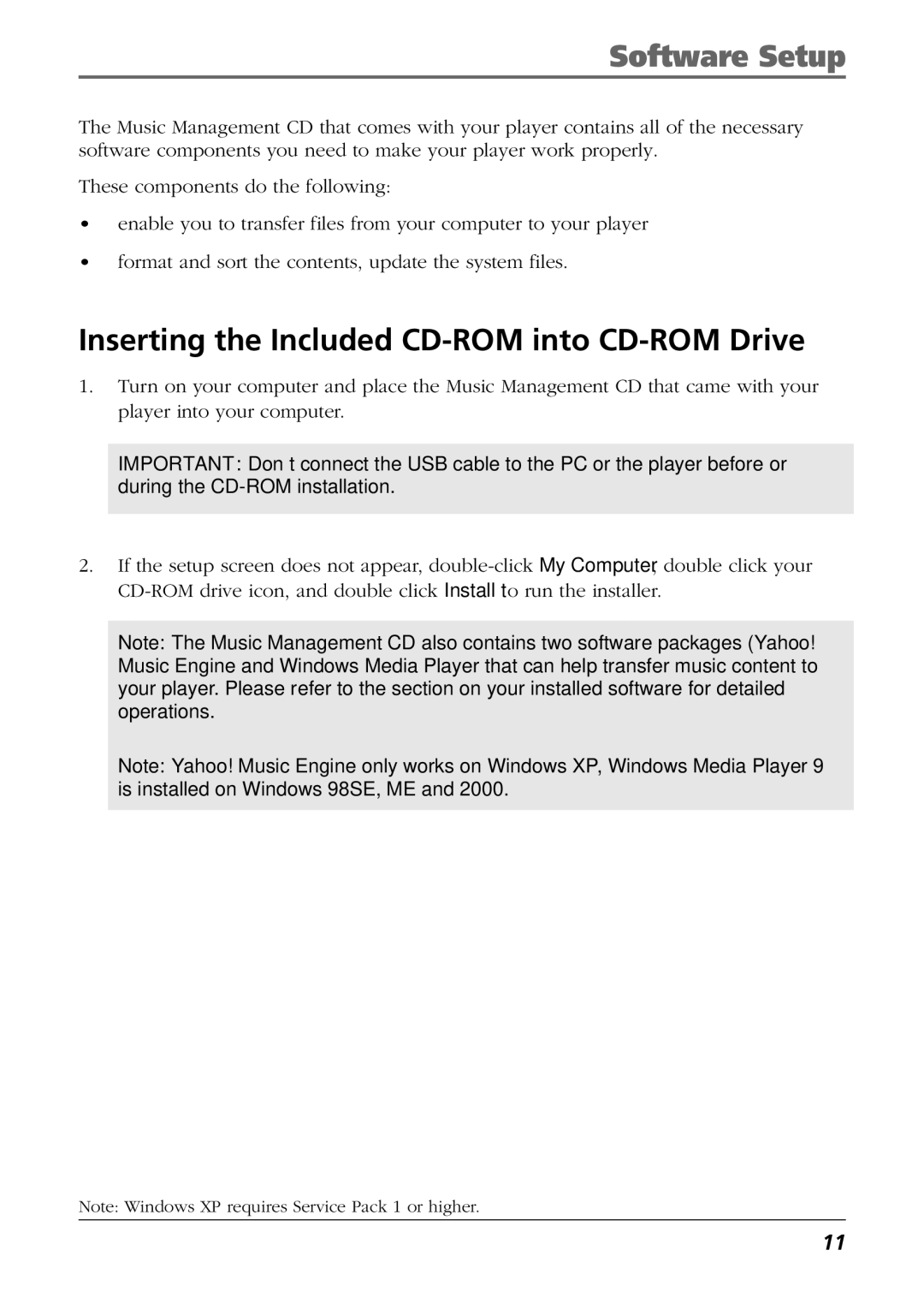 RCA H104, H116, HC100, HC106 manual Software Setup, Inserting the Included CD-ROM into CD-ROM Drive 