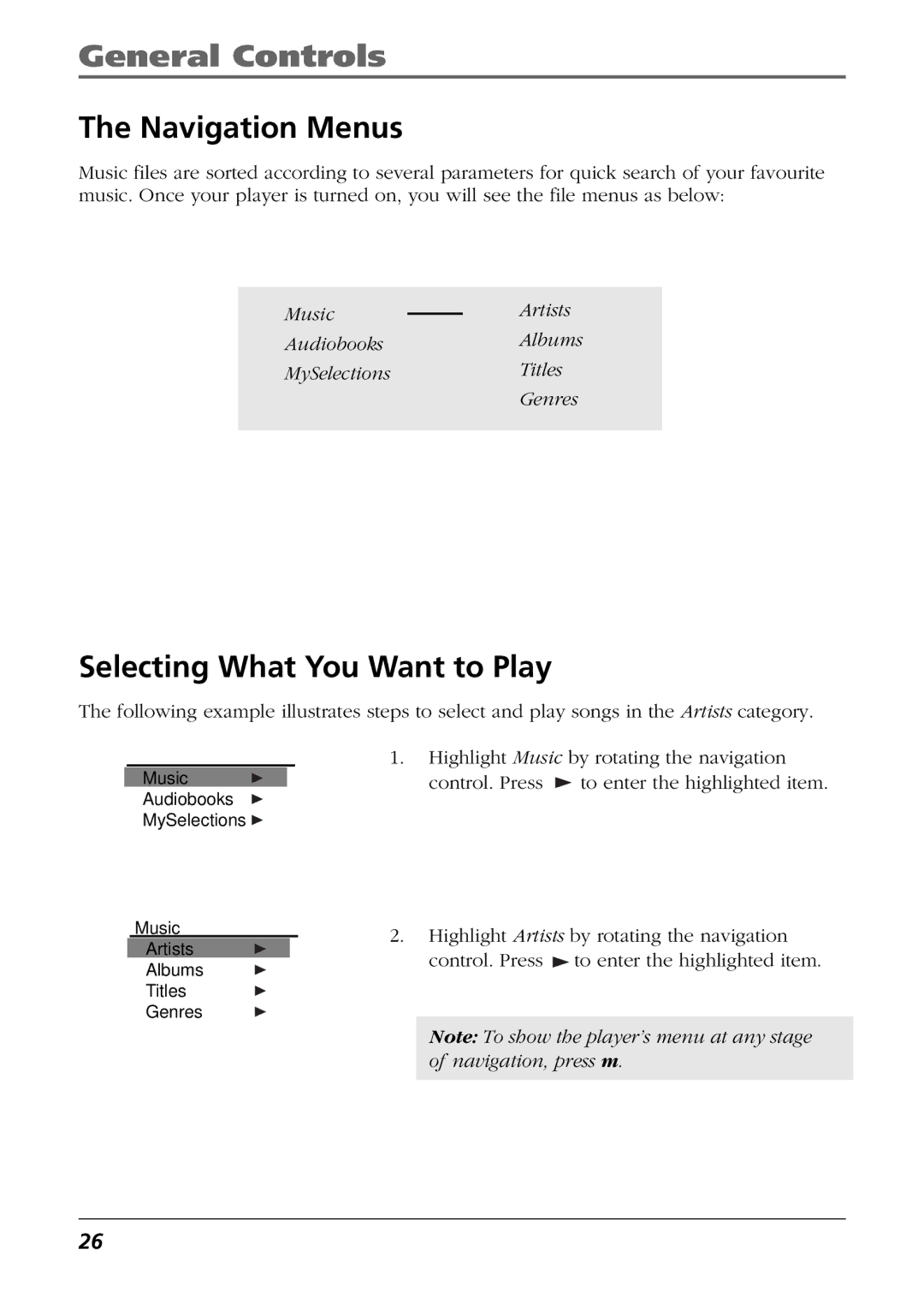 RCA HC106, H116, HC100, H104 manual Navigation Menus, Selecting What You Want to Play 