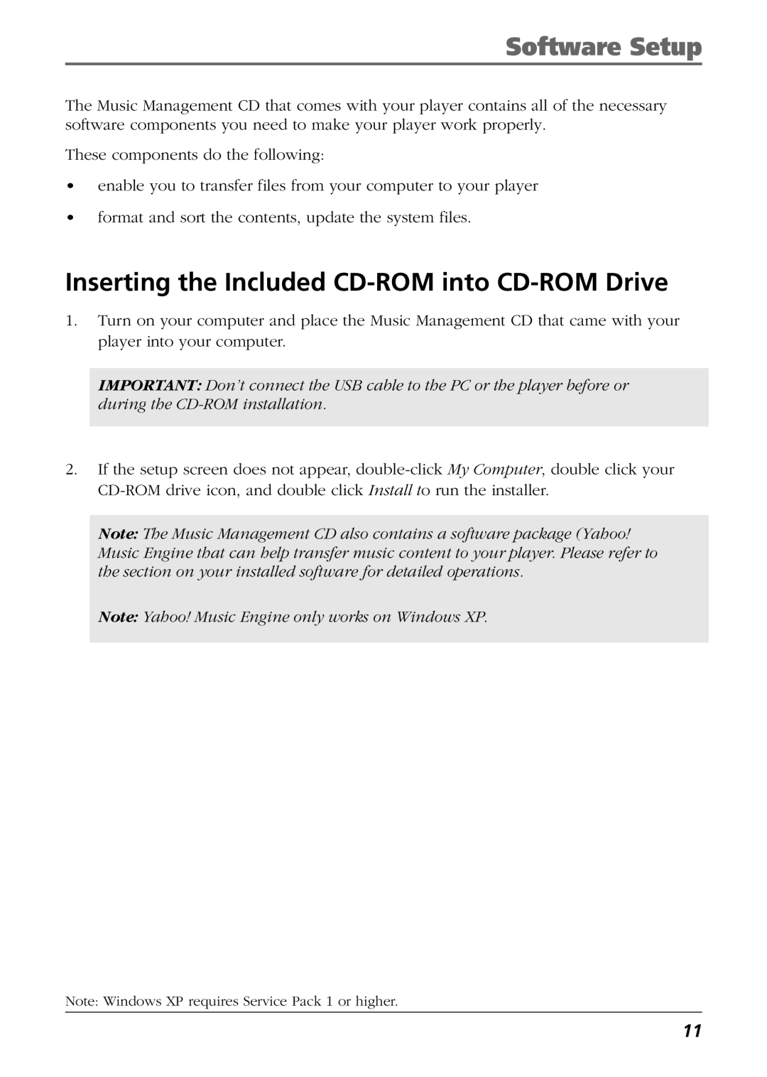 RCA H115, H125 manual Software Setup, Inserting the Included CD-ROM into CD-ROM Drive 