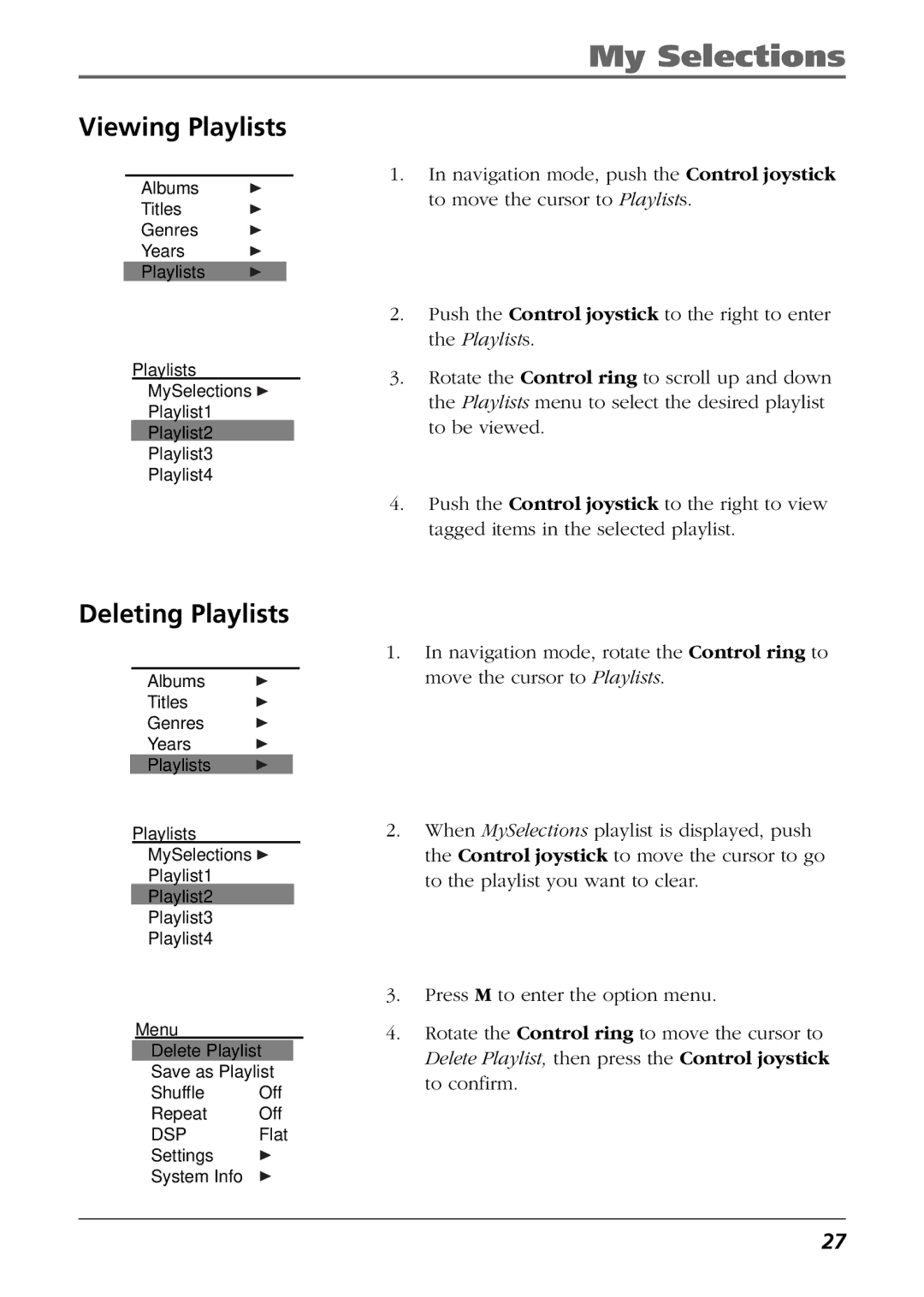 RCA H115, H125 manual Viewing Playlists, Deleting Playlists 