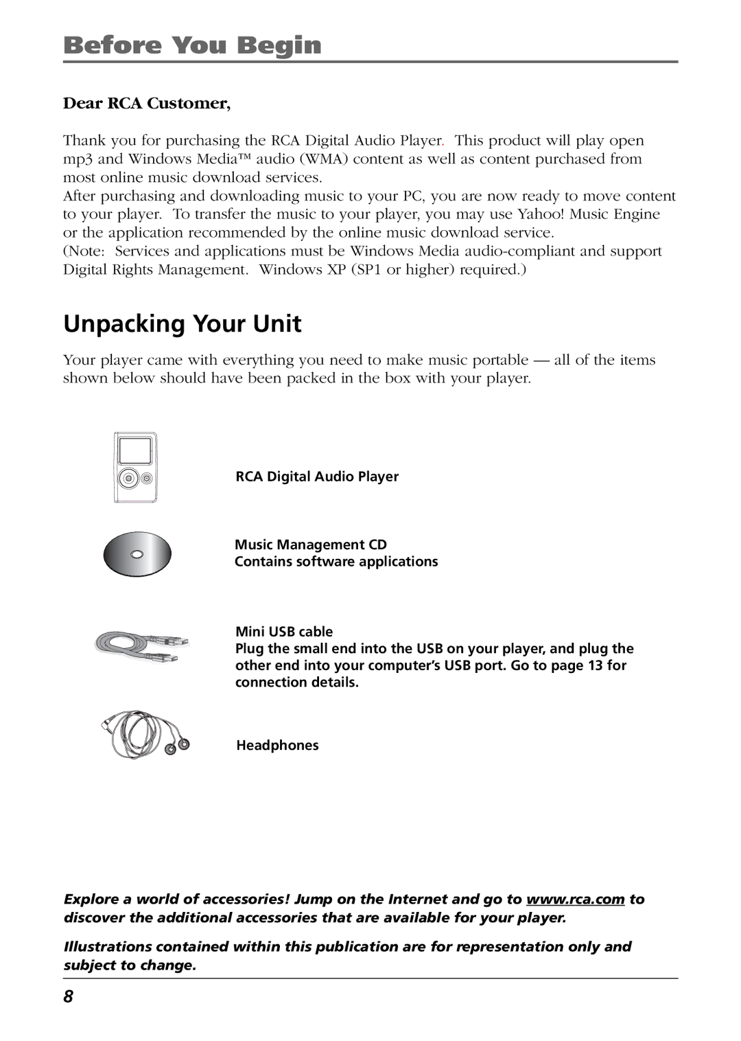 RCA H125, H115 manual Before You Begin, Unpacking Your Unit 