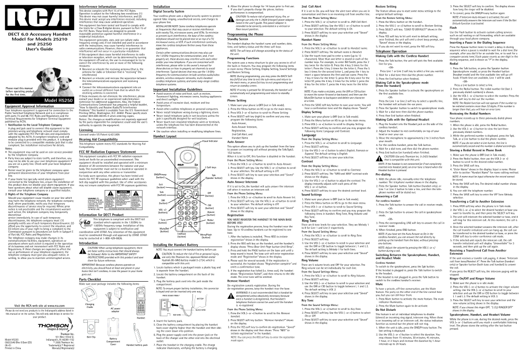 RCA 25250 installation instructions Equipment Approval Information, Interference Information, Licensing, Introduction 