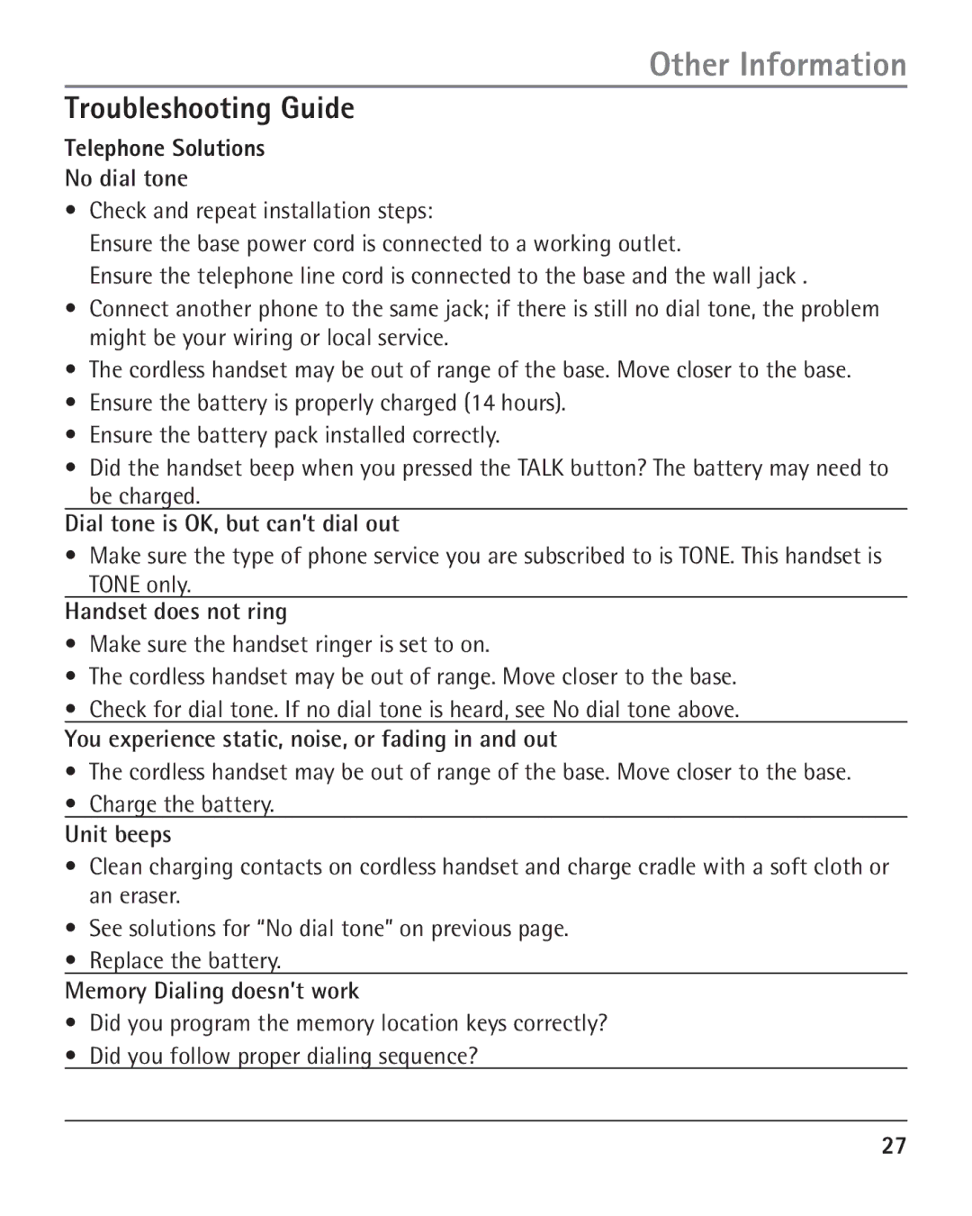 RCA H5401 manual Troubleshooting Guide 