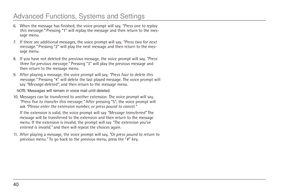 RCA H5450 manual Advanced Functions, Systems and Settings 