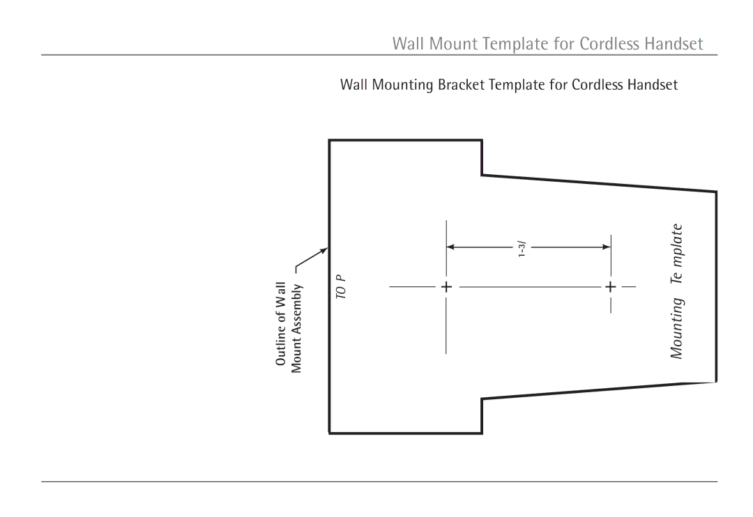 RCA H5450 Wall Mount Template for Cordless Handset, Wall Mounting Bracket Template for Cordless Handset, Mounting Template 