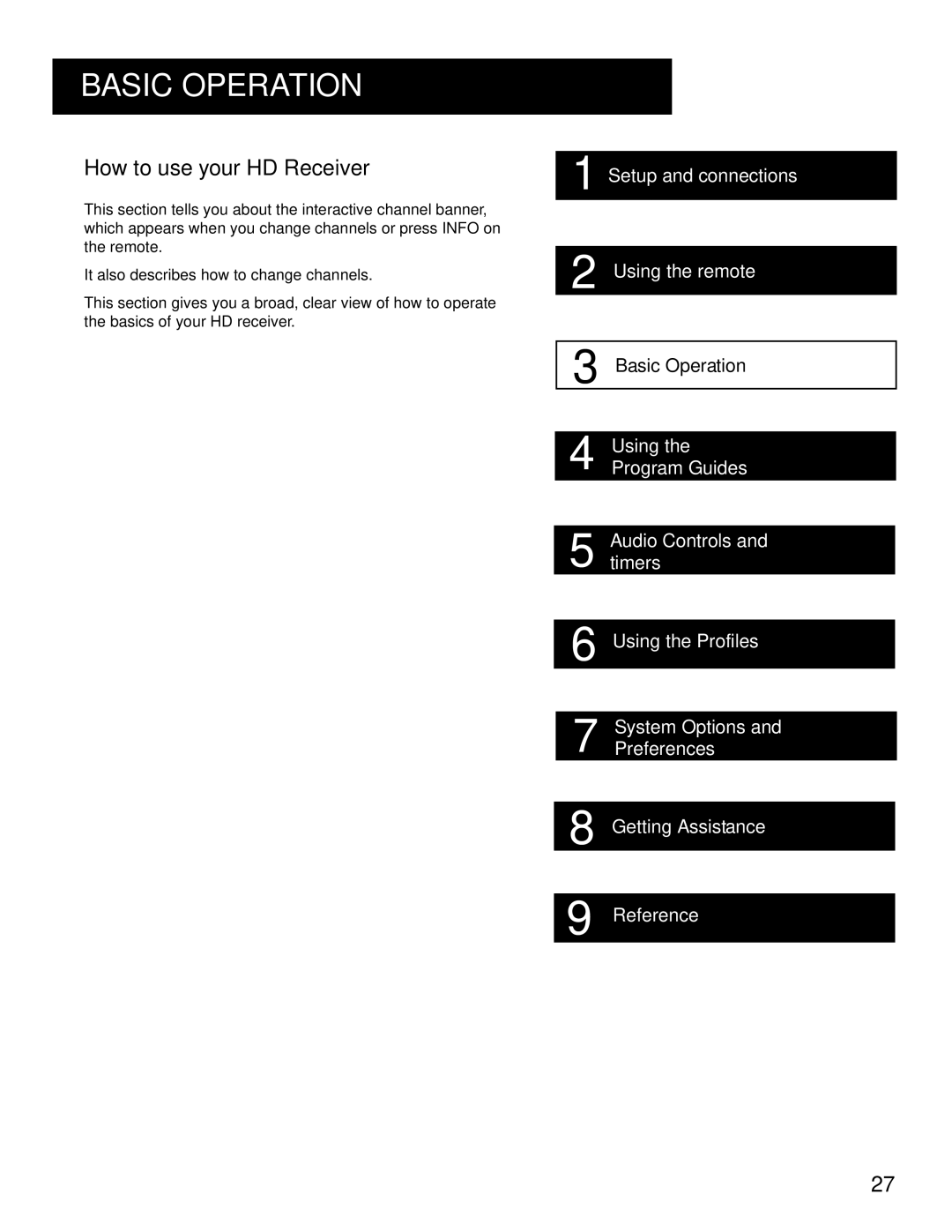 RCA manual Basic Operation, HOW to USE Your HD Receiver 