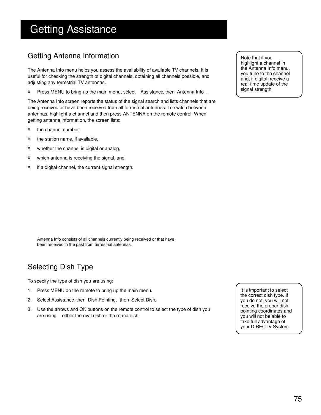 RCA HD Receiver manual Getting Antenna Information, Selecting Dish Type 