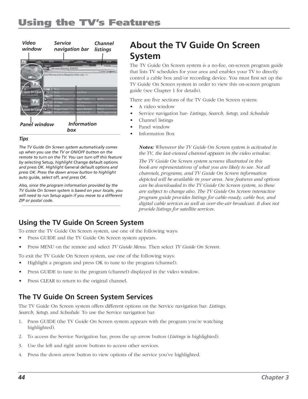 RCA HD50LPW166PK manual About the TV Guide On Screen System, Using the TV Guide On Screen System 