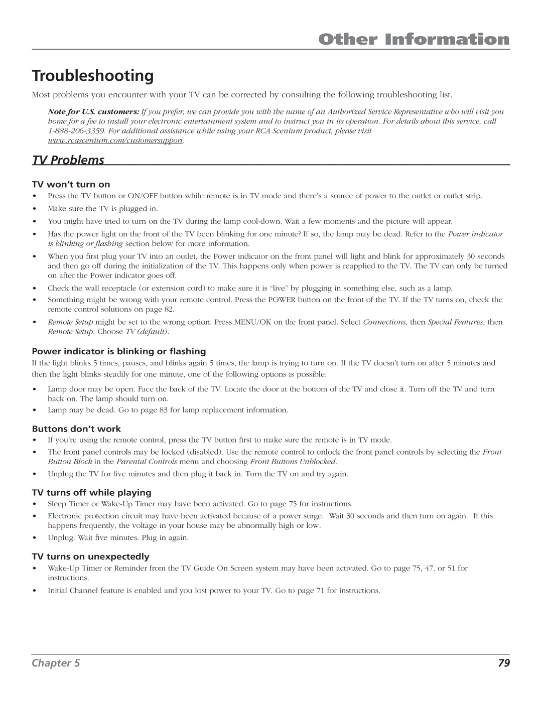 RCA HD50LPW166PK manual Troubleshooting 