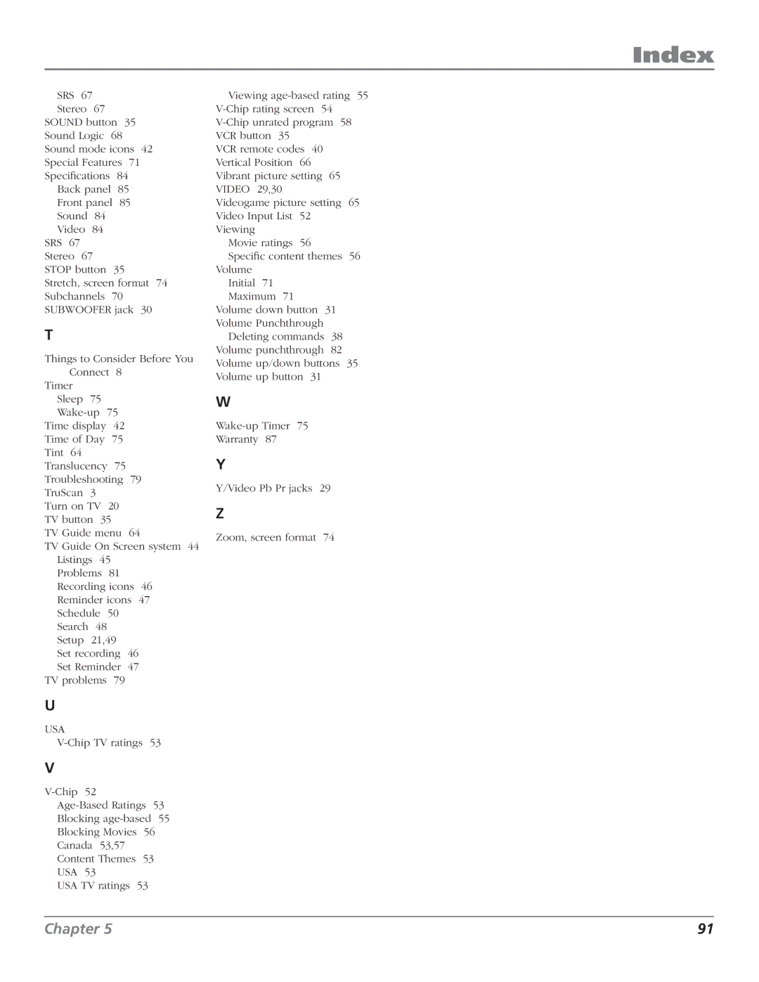 RCA HD50LPW166PK manual Usa 