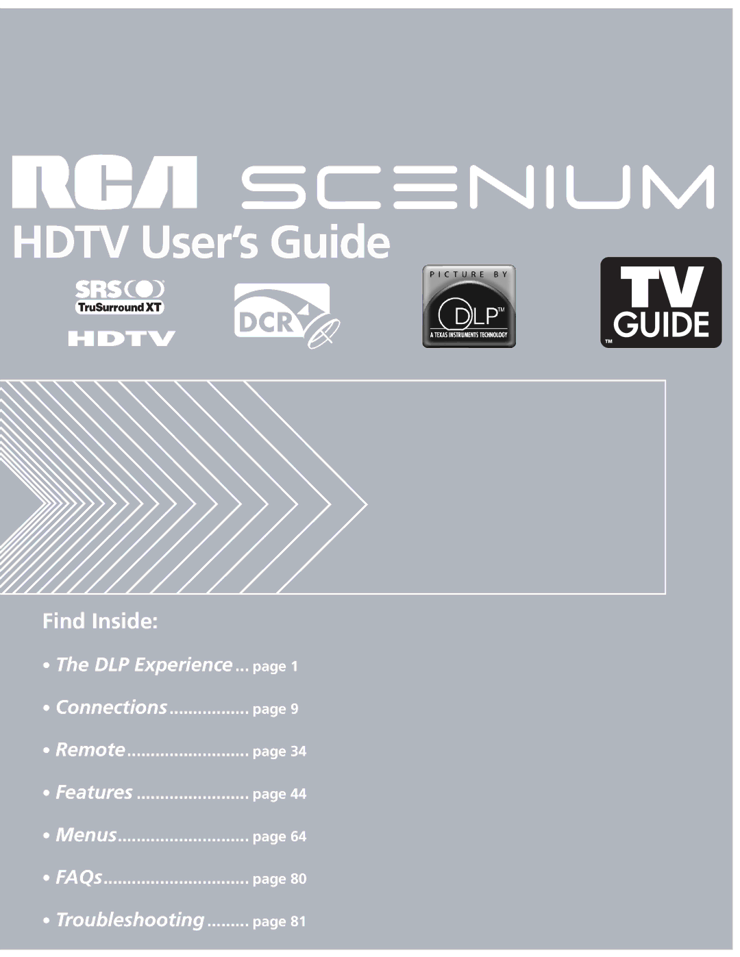 RCA HD50LPW167 manual Hdtv User’s Guide 
