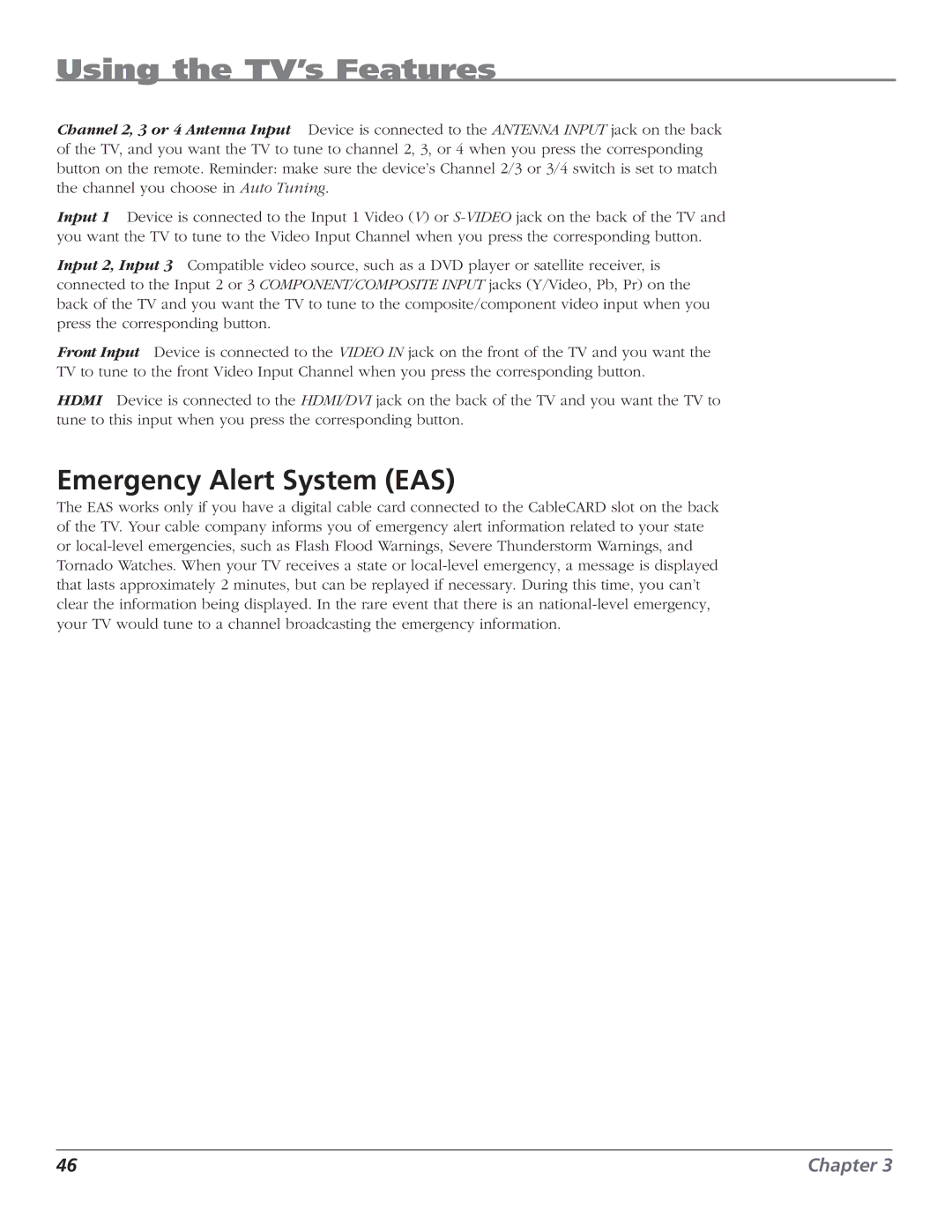 RCA HD50LPW62B manual Emergency Alert System EAS 