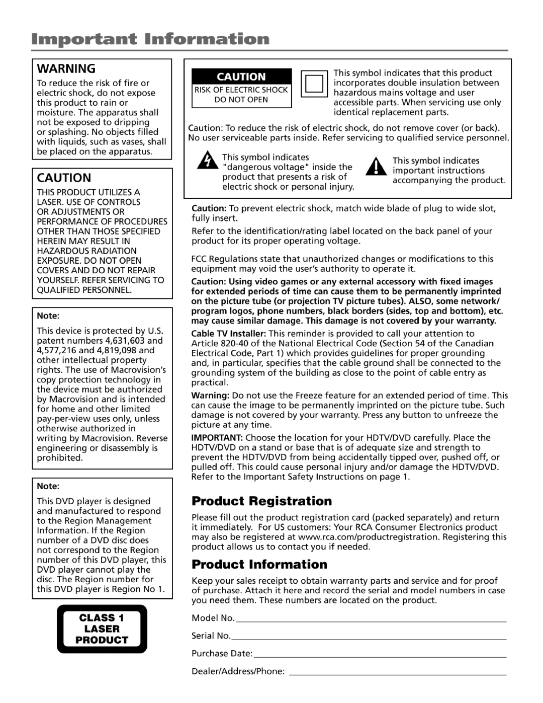 RCA HD52W69D manual 