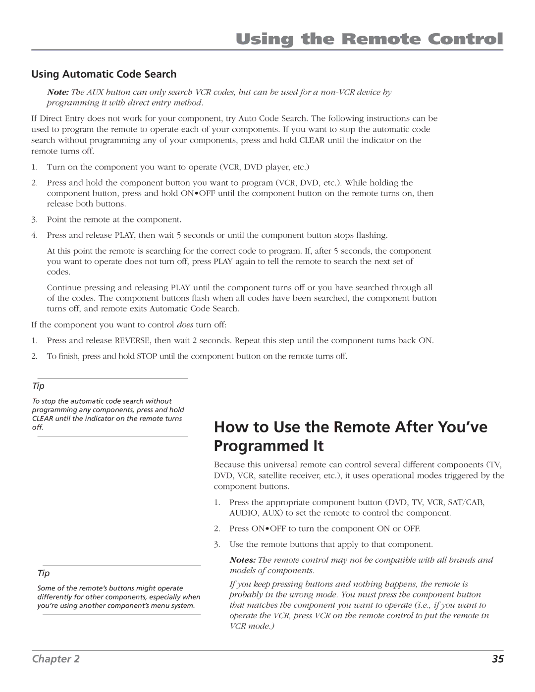 RCA HD56W151 manual How to Use the Remote After You’ve Programmed It, Using Automatic Code Search 