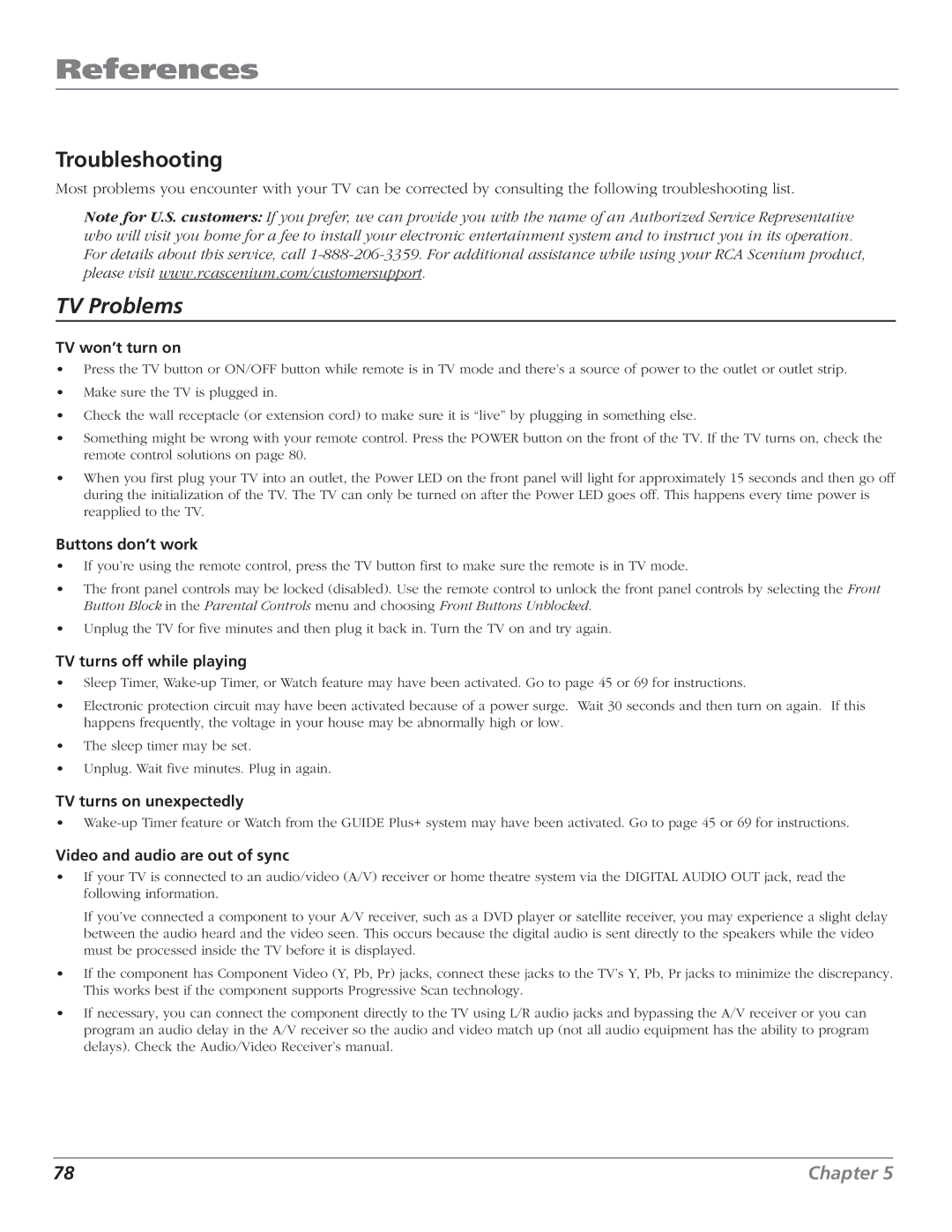 RCA HD56W151 manual References, Troubleshooting 