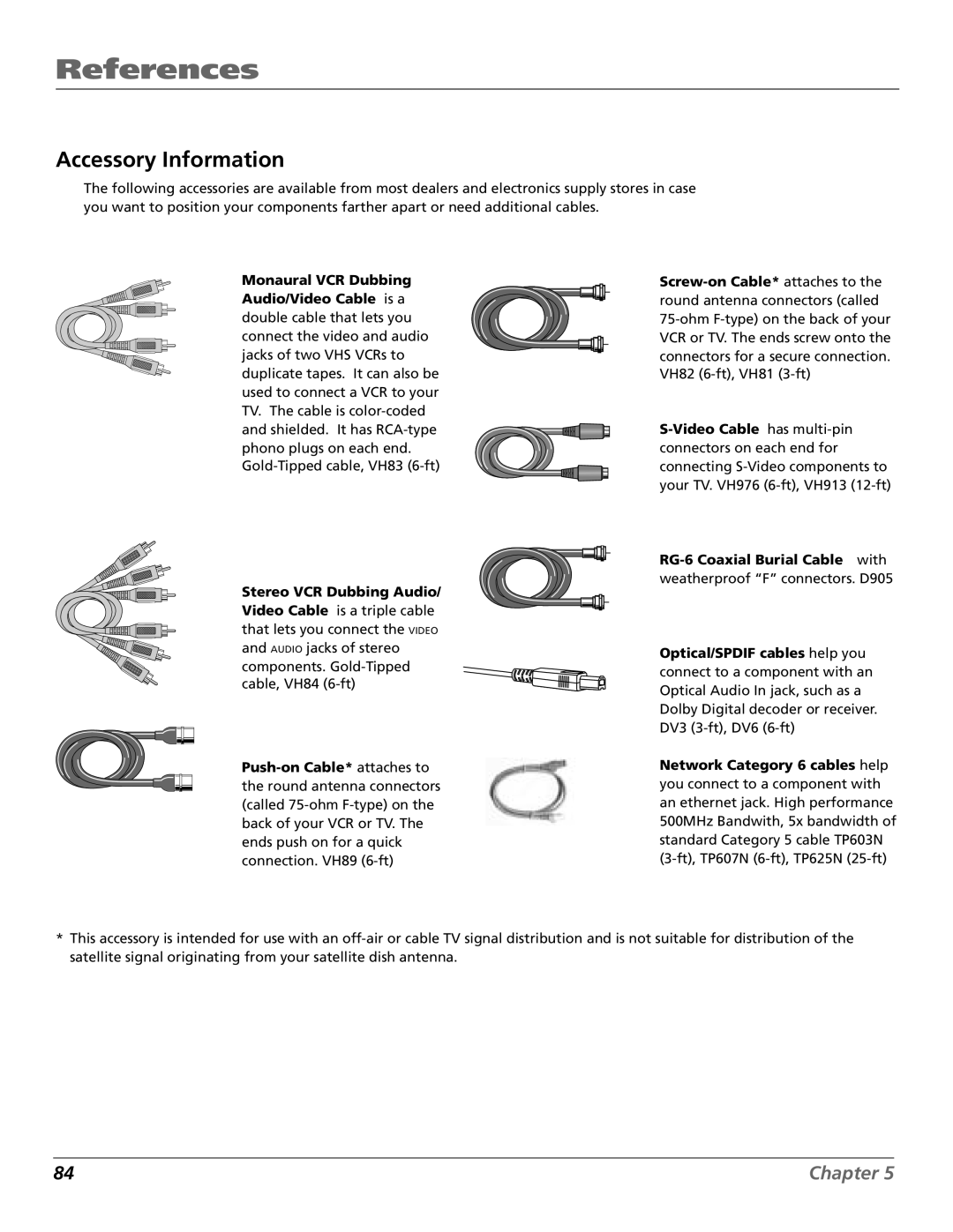 RCA HD56W151 manual Accessory Information 