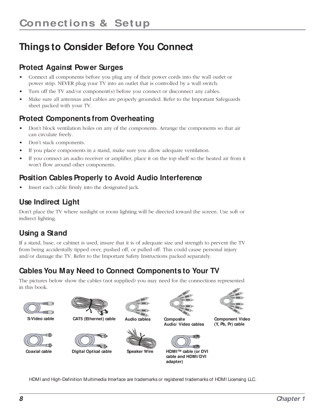 RCA HD61LPW164 manual Connections & Setup, Things to Consider Before You Connect 