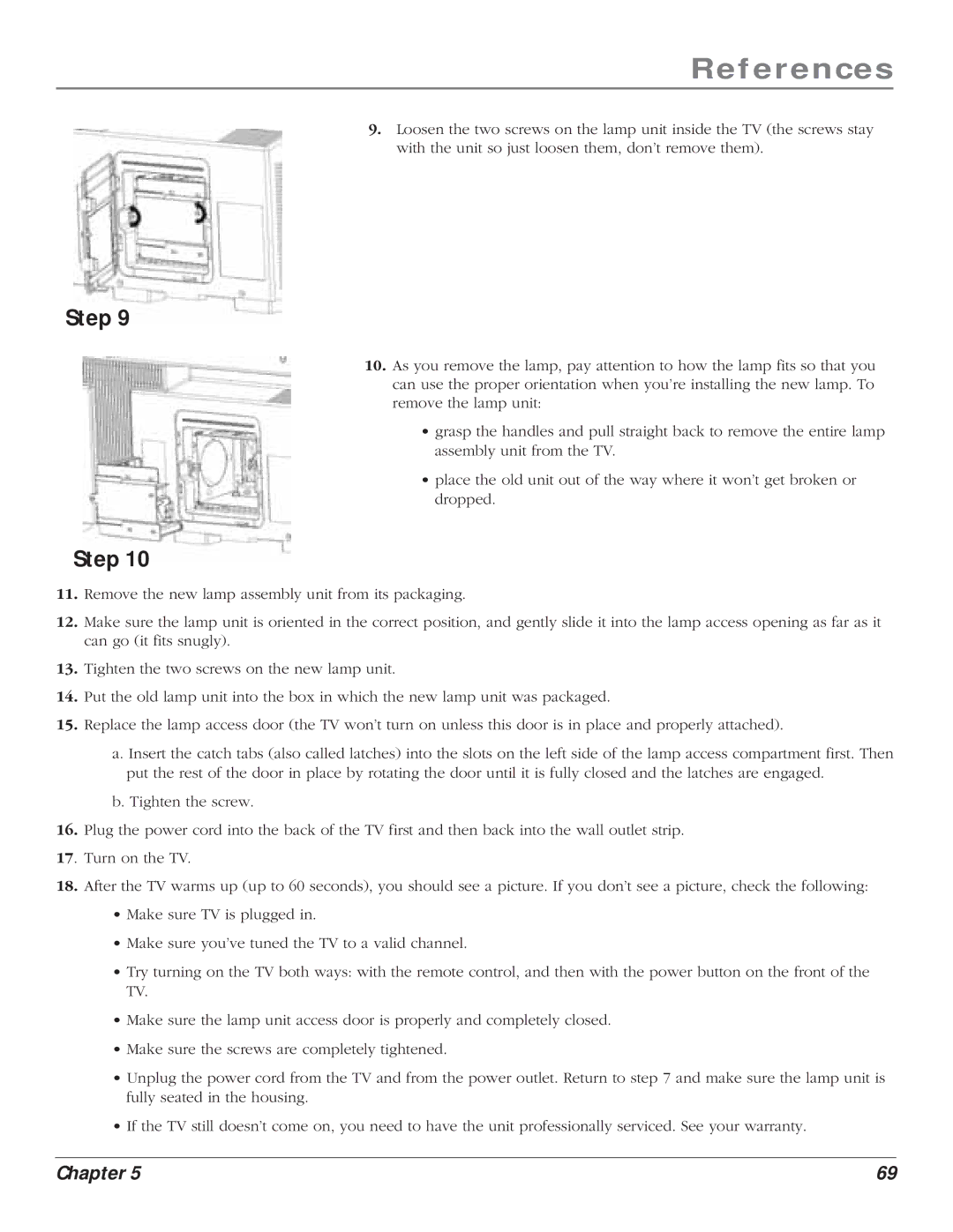 RCA HD61LPW164 manual References 