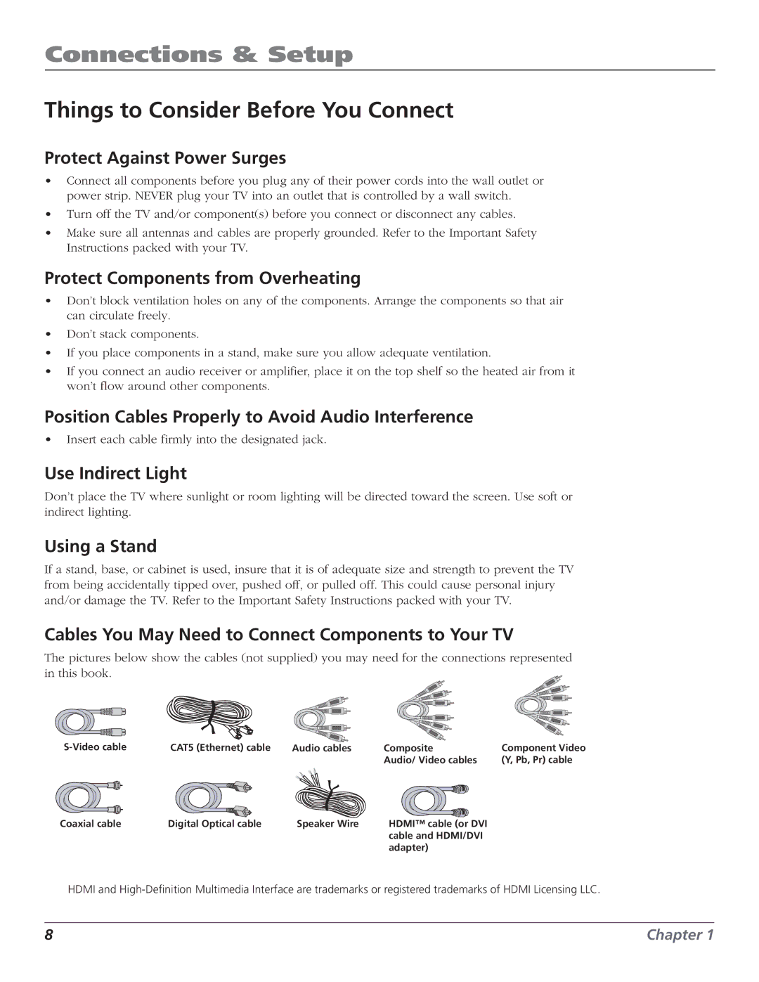 RCA HD61LPW52 manual Connections & Setup, Things to Consider Before You Connect 